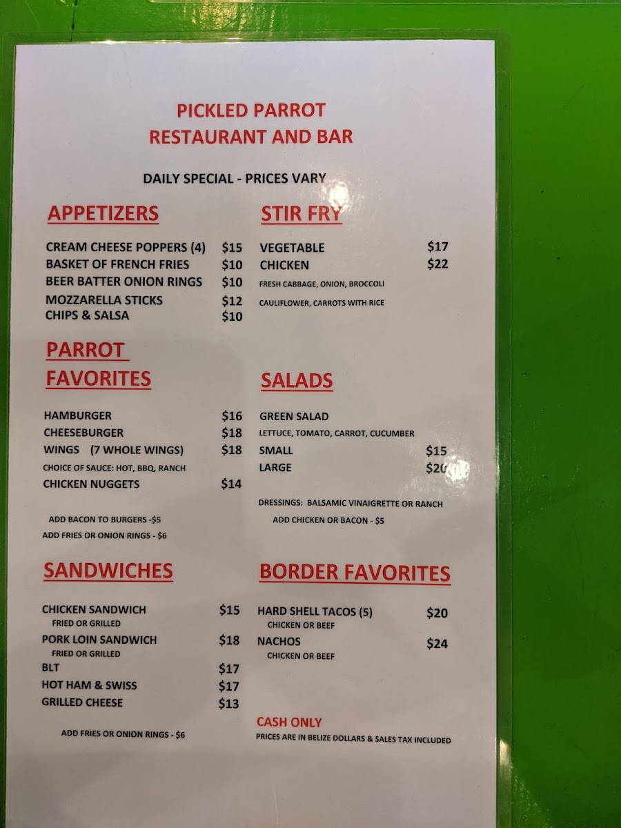 Menu Pickled Parrot-1