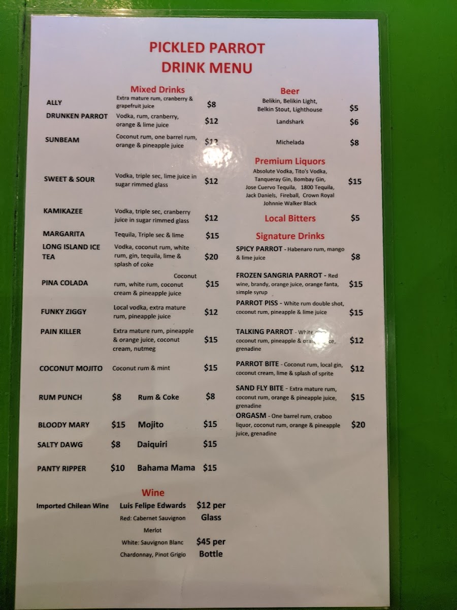 Menu Pickled Parrot-2